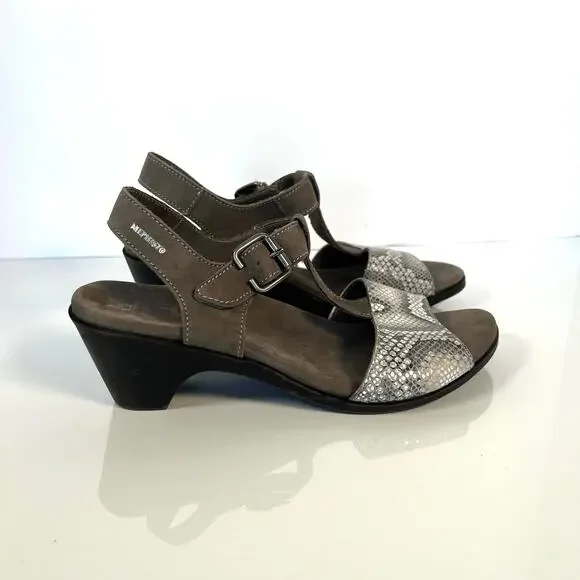 Mephisto women’s leather snake skin print adjustable straps sandals shoes. - Picture 3 of 6